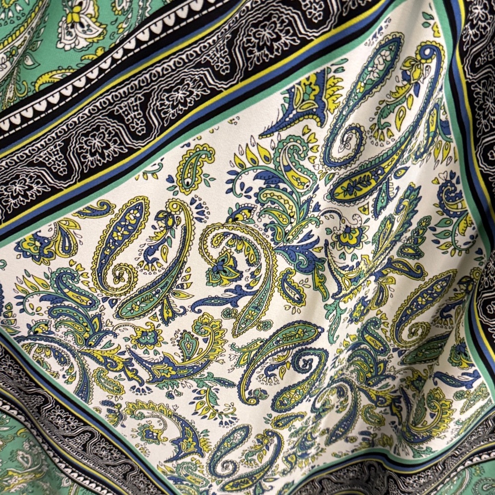 London Fog Green Paisley Halter Maxi Dress with Cream and Black Accents - Picture 3 of 5